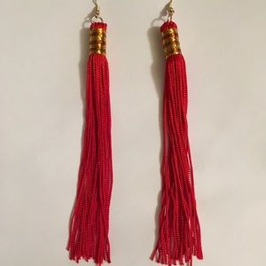 Red and gold long tassel earrings LUNAR NEW YEAR!